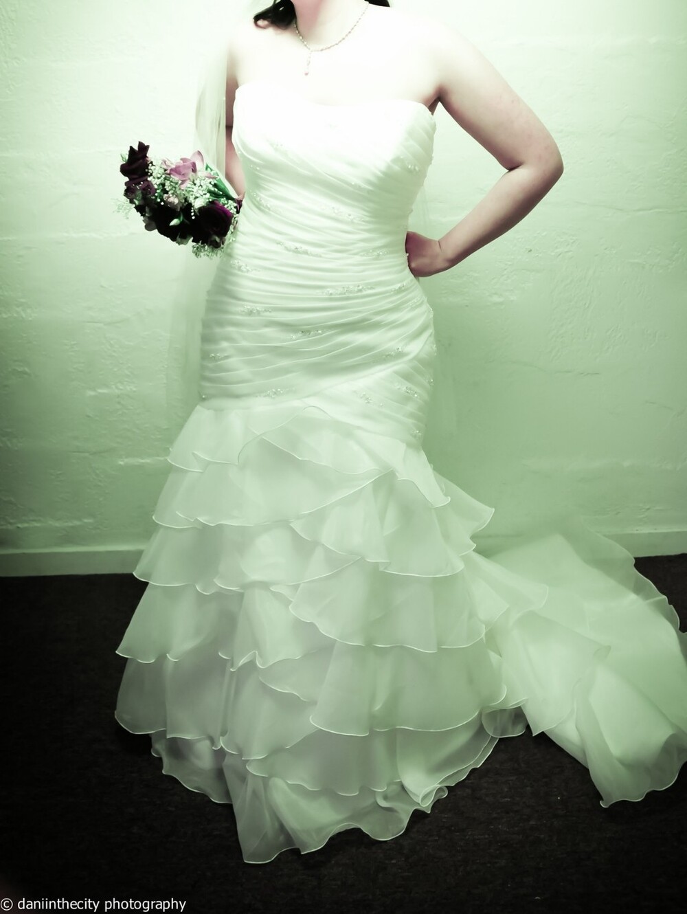Mori Lee White Strapless Ruffled Mermaid Wedding Gown